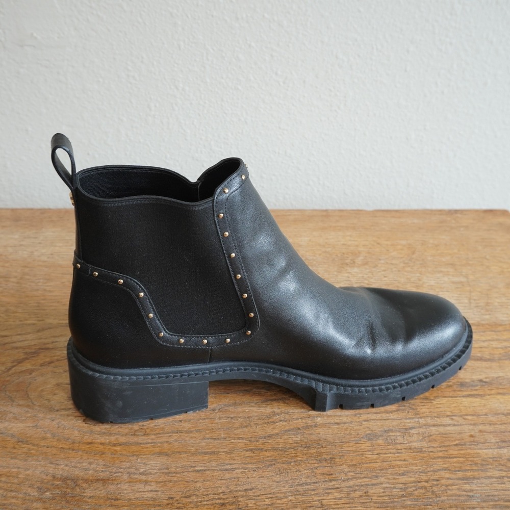 Coach Womens 11B Black Leather Studded Chelsea Lug Sole Ankle Boots City Chic - Picture 11 of 11